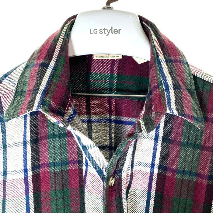 FIVE BROTHER ファイブブラザー 90's ヘビーネルシャツ チェック ホワイトxパープル sizeM 瑞穂店
