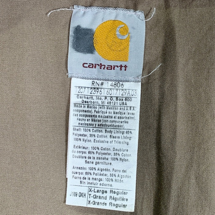 Carhartt カーハート ダック地 ジップアップジャケット ベージュ J189 GKH Size XL-R 福生店