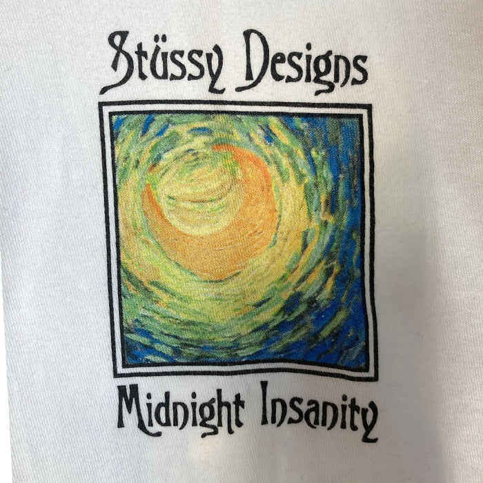 STUSSY ステューシー MIDNIGHT INSANITY グラフィック プリントTシャツ ホワイト sizeL ※シミあり 瑞穂店