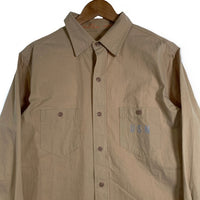 HOUSTON ヒューストン U.S.N. HEAVY POPLIN SHIRT ヘビーポプリン シャツ ワーク マチ付 カーキ 40492 Size 15 1/2 福生店