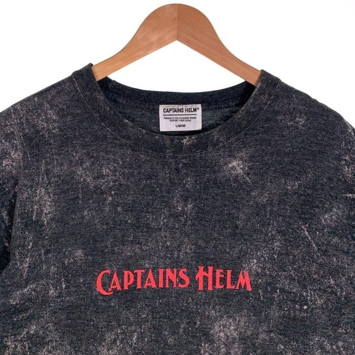 CAPTAINS HELM キャプテンズヘルム ロゴプリント 半袖 Tシャツ ブリーチ加工 ブラック Size L 福生店