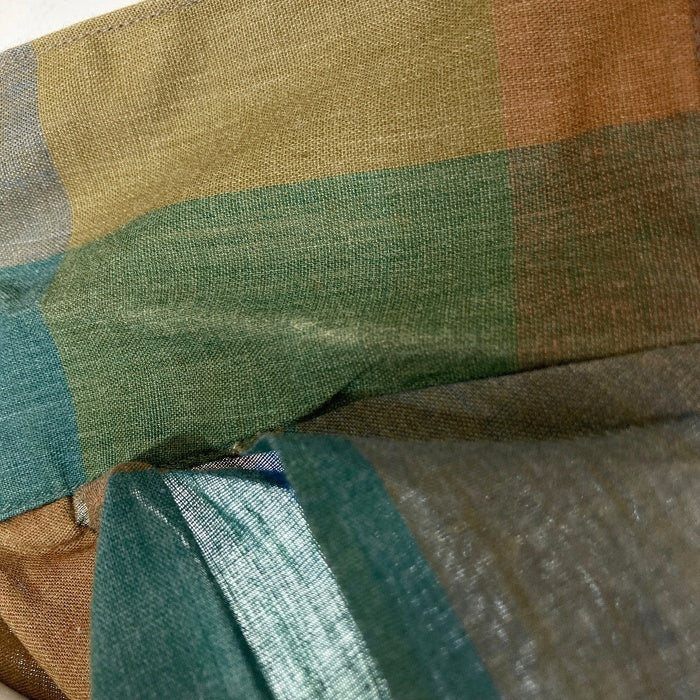 Cambridge ケンブリッジ 60's~70's オープンカラー ボックスカット パネルチェック 長袖シャツ ブルー sizeM 瑞穂店