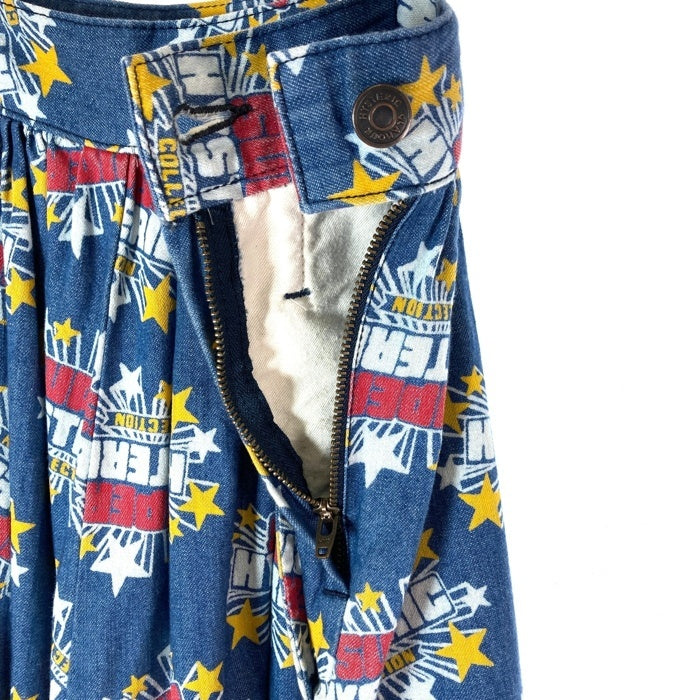HYSTERIC GLAMOUR ヒステリックグラマー 01203AK04 SUPER HYSTERIC 総柄 デニム サルエル ワイド キュロットパンツ インディゴ×マルチカラー sizeM 瑞穂店