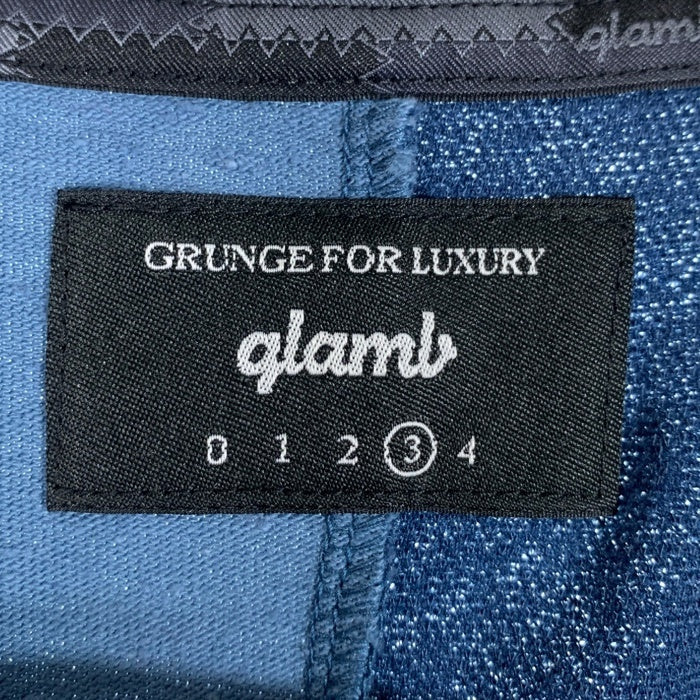 glamb グラム Union CS ユニオンカットソー 半袖Tシャツ 切替 ブルー GB0418/CS18 Size 3 福生店