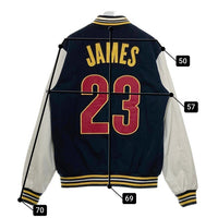 UNK NBA エヌビーエー キャバリアーズ 23 JAMES スタジャン ネイビーｘホワイト sizeL 瑞穂店