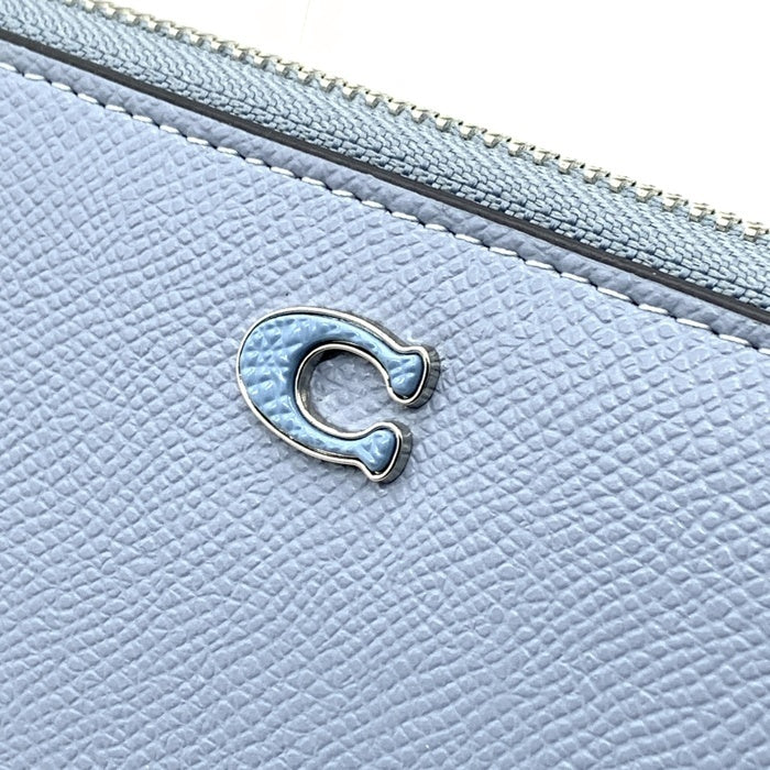COACH コーチ CJ884 PVCレザー ラウンドファスナーウォレット 長財布 ライトブルー 福生店