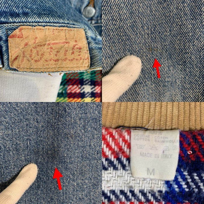 AVIATIC アビアティック デニムジャケット 襟コーデュロイ インディゴ フランネルチェックライナー イタリア製 Size M 福生店