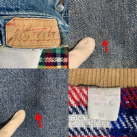 AVIATIC アビアティック デニムジャケット 襟コーデュロイ インディゴ フランネルチェックライナー イタリア製 Size M 福生店