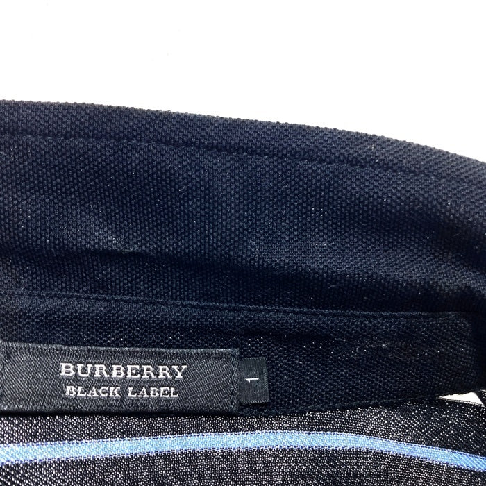 BURBERRY BLACK LABEL バーバリーブラックレーベル コットンボーダーポロシャツ ブラック BMV03-901-09 Size 1 瑞穂店