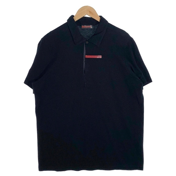 PRADA SPORT プラダスポーツ 鹿の子 ポロシャツ 半袖 ブラック Size L 福生店