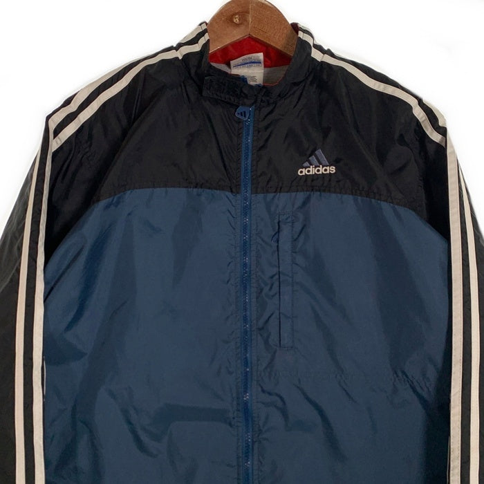 00’s adidas アディダス ジップアップ ナイロンジャケット ブラック ネイビー Size XL (YOUTH) 福生店