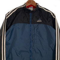 00’s adidas アディダス ジップアップ ナイロンジャケット ブラック ネイビー Size XL (YOUTH) 福生店