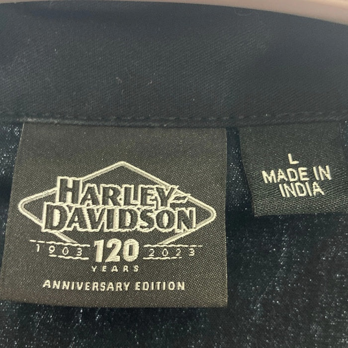HARLEY-DAVIDSON ハーレーダビッドソン 120周年 アニバーサリーモデル 半袖ワークシャツ ブラック sizeL 瑞穂店