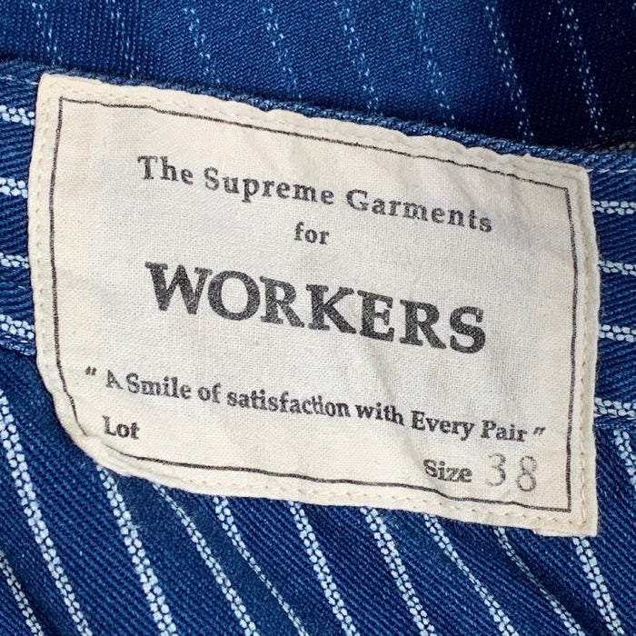 WORKERS ワーカーズ ストライプオーバーオール ローバック インディゴ Size 38 福生店