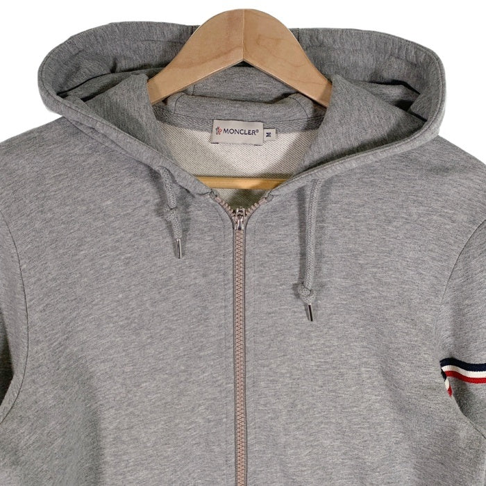 MONCLER モンクレール MAGLIA CARDIGAN ジップアップ スウェットパーカー グレー トリコロールライン ワッペン Size M 福生店