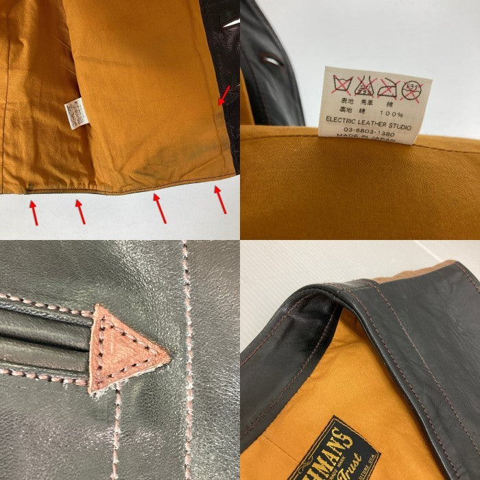 MASHMANS マッシュマンズ ELECTRIC LEATHER STUDIO  HORSE HIDE ホースハイド レザーベスト 馬革 日本製 ベスト ジレ ブラック size38 瑞穂店