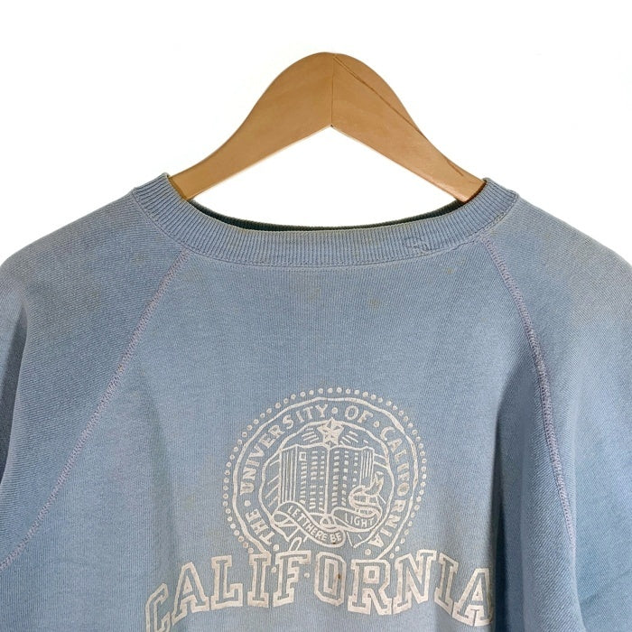60's CALIFORNIA カリフォルニア カレッジプリント ラグランスリーブ スウェットトレーナー ライトブルー Size M 相当 福生店