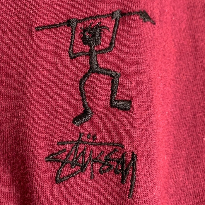 80-90's STUSSY ステューシー シャドーマン刺繡 ロングスリーブTシャツ ボルドー USA製 黒タグ Size L 福生店