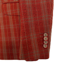 ETRO エトロ シアサッカー 2B テーラードジャケット チェック柄 オレンジ シルク ウール 161-11889-1222 Size 52 福生店