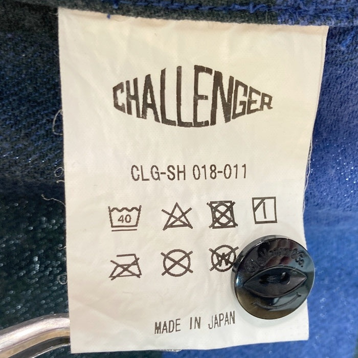 CHALLENGER チャレンジャー バッファローチェック 猫目ボタン ネルシャツ ブルー×ブラック sizeL 瑞穂店