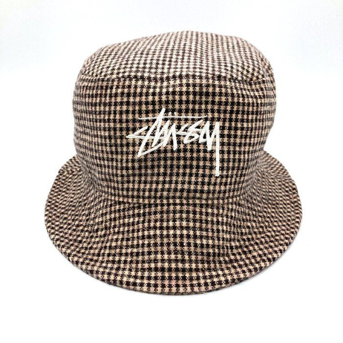 STUSSY ステューシー 1321052 WOOL CHECK BIG STOCK BUCKET HAT ウール チェック ビッグ ストック バケットハット ピンクベージュ sizeL/XL 瑞穂店