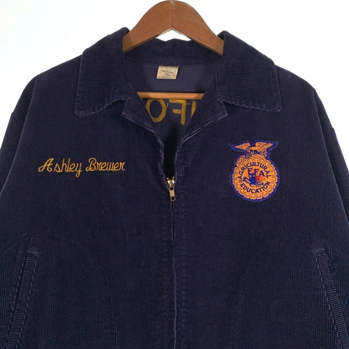 70`s NATIONAL FFA コーデュロイ ファーマーズジャケット ジップアップ ネイビー ワッペン 短丈 Size 44 福生店