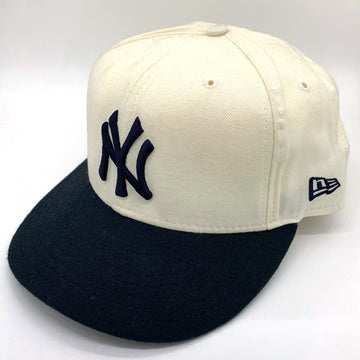 90's New Era ニューエラ 59FIFTY MLB ニューヨーク・ヤンキース 2トーン ウールベースボールキャップ ホワイト ネイビー USA製 Size 7 3/8 (58.7cm) 福生店