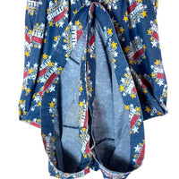 HYSTERIC GLAMOUR ヒステリックグラマー 01203AK04 SUPER HYSTERIC 総柄 デニム サルエル ワイド キュロットパンツ インディゴ×マルチカラー sizeM 瑞穂店