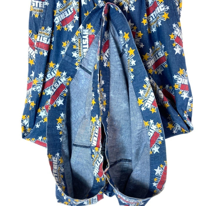 HYSTERIC GLAMOUR ヒステリックグラマー 01203AK04 SUPER HYSTERIC 総柄 デニム サルエル ワイド キュロットパンツ インディゴ×マルチカラー sizeM 瑞穂店