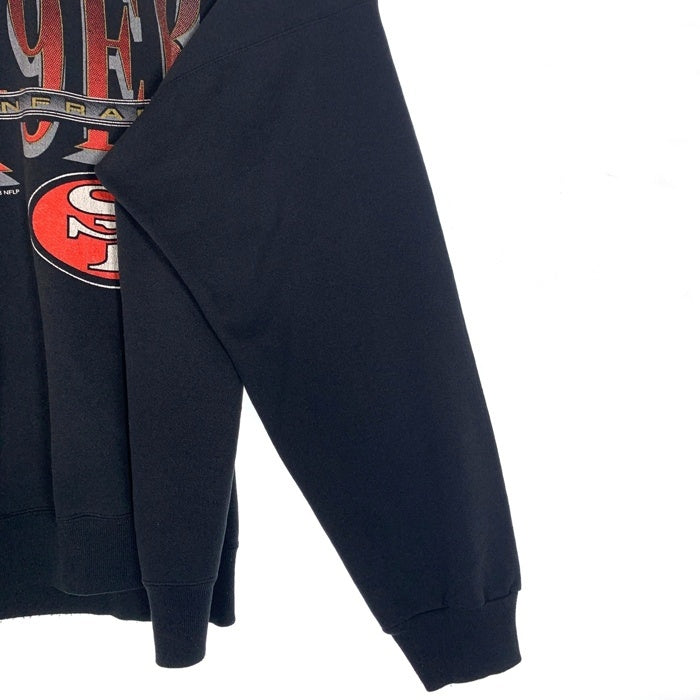 90's NFL Sanfrancisco 49ers サンフランシスコ フォーティーナイナース クルーネックスウェットトレーナー ブラック LOGO7 Size XL 福生店