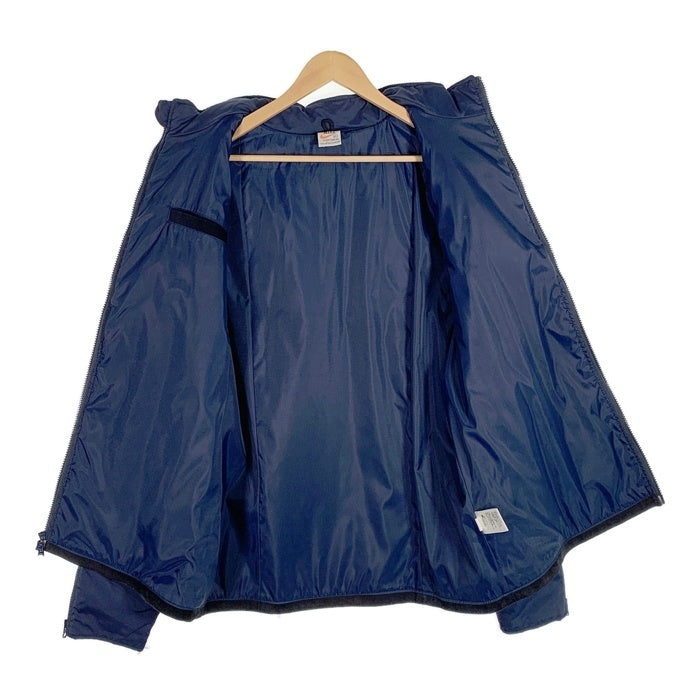 NIKE ナイキ スウェード切替 ポリエステル 中綿 ジップアップジャケット ブルゾン ネイビー ブラック カナダ製 Size XL 福生店