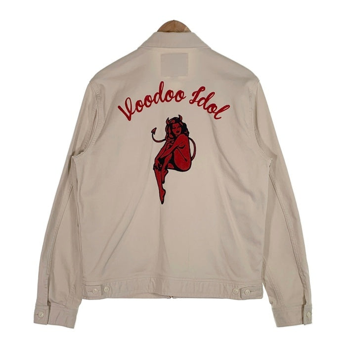 HYSTERIC GLAMOUR ヒステリックグラマー ベッドフォードコードストレッチ EVIL WOMAN ジップアップジャケット アイボリー 刺繡 0261AB07 Size L 福生店
