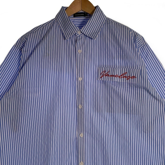 VAUCLUSE STUDIOS Striped Signature Short Sleeve Shirt ストライプシャツ 半袖 ライトブルー Size M 福生店
