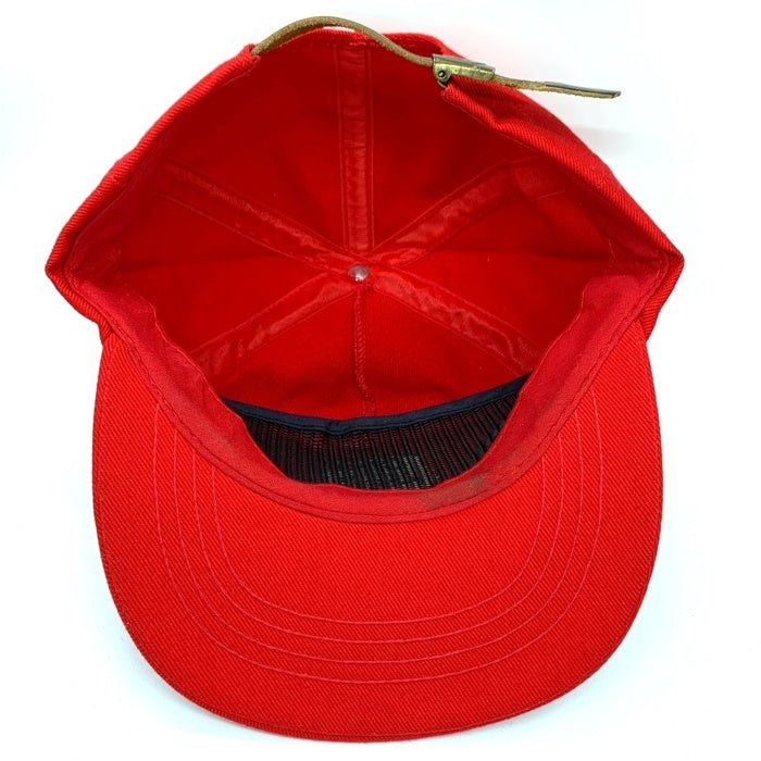 80-90's STUSSY ステューシー スカルボーン刺繡 5パネルキャップ レッド オールド タグなし 福生店