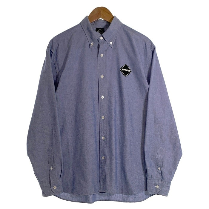 F.C.R.B. F.C.Real Bristol エフシーレアルブリストル COOLMAX EMBLEM BIG Ｂ.D. SHIRT 長袖 ボタンダウン シャツ ブルー FCRB-222079 Size XL 福生店