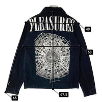 PLEASURES プレジャーズ WEB DENIM JACKET ウェブデニムジャケット 刺繡 プリント ブラック Size S 瑞穂店