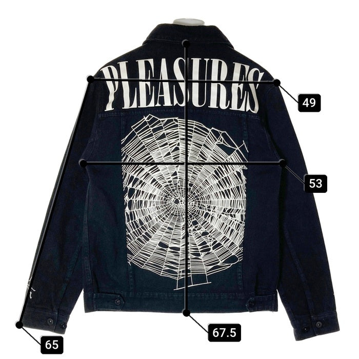 PLEASURES プレジャーズ WEB DENIM JACKET ウェブデニムジャケット 刺繡 プリント ブラック Size S 瑞穂店