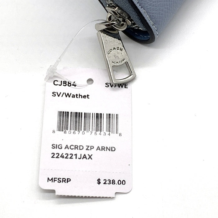 COACH コーチ CJ884 PVCレザー ラウンドファスナーウォレット 長財布 ライトブルー 福生店