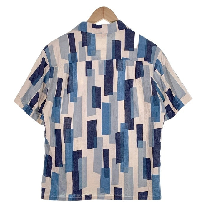 Starry Gate スターリーゲート ジェラード リネン コットン オープンカラーチェックシャツ 半袖 ブルー ホワイト Size L 福生店