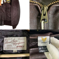 AVIREX アヴィレックス U.S.NAVY G-1 ゴートスキン レザーフライトジャケット ブラウン 6191071 Size 2XL 福生店