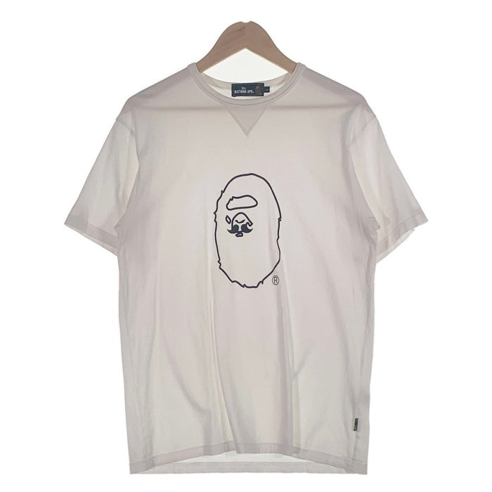 Mr.BATHING APE ミスターベイシングエイプ プリントTシャツ ホワイト 前Vガゼット 007CSF301001X Size L 福生店