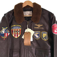 AVIREX アヴィレックス U.S.NAVY G-1 ゴートスキン レザーフライトジャケット ブラウン 6191071 Size 2XL 福生店