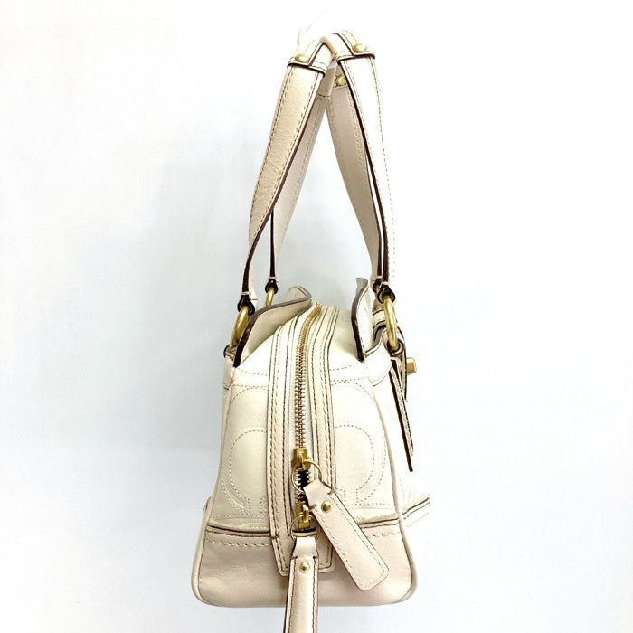 COACH コーチ 11639 ハンドバッグ シグネチャー ターンロック レザー ホワイト 瑞穂店