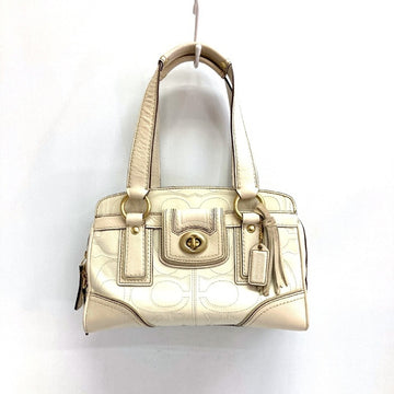 COACH コーチ 11639 ハンドバッグ シグネチャー ターンロック レザー ホワイト 瑞穂店