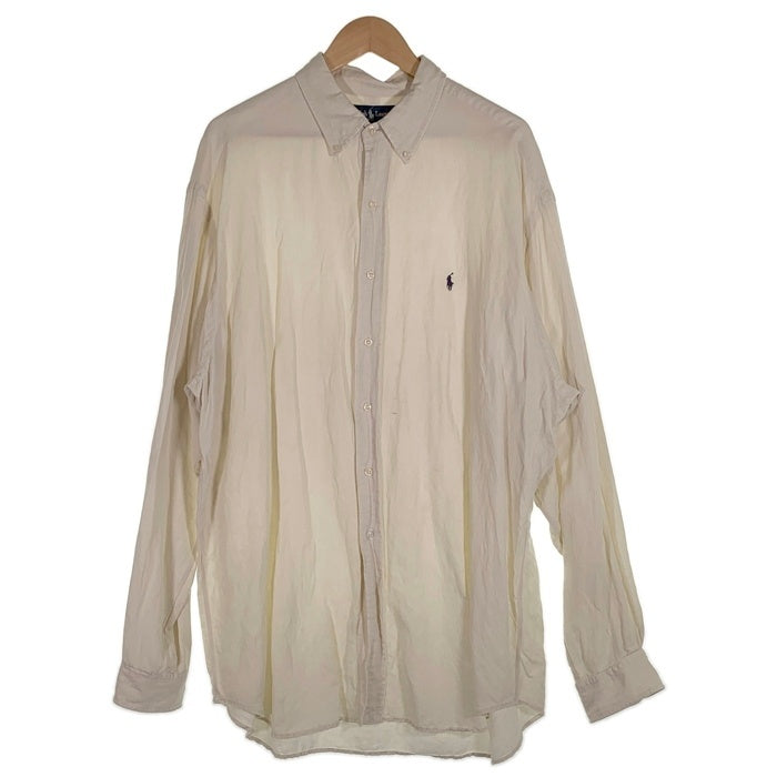 Ralph Lauren ラルフローレン BLAKE シルク 長袖 ボタンダウン シャツ ホワイト Size XL 福生店