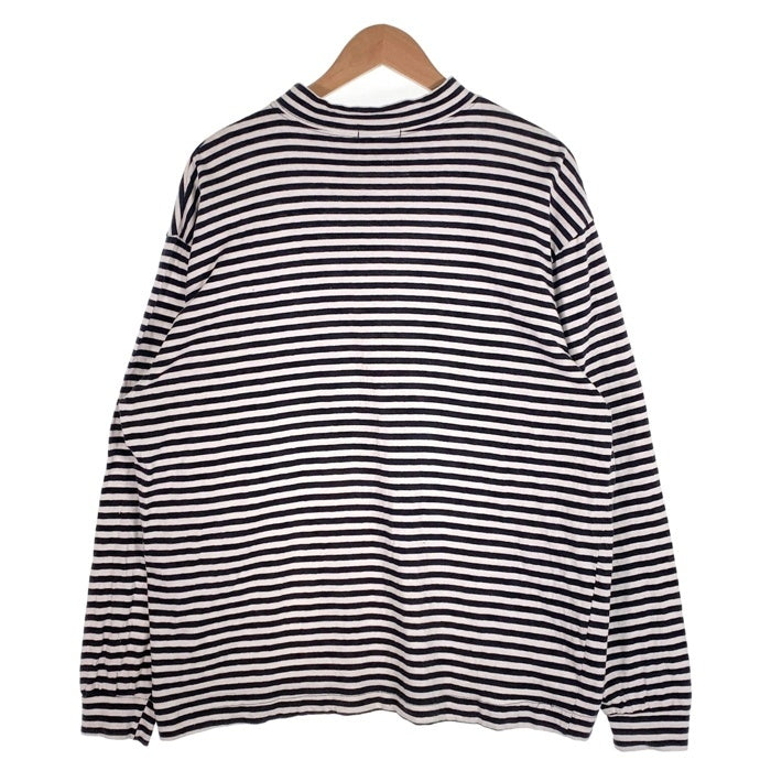80's STUSSY ステューシー モックネック ボーダーポケットロングスリーブTシャツ ブラック ホワイト USA製 黒タグ Size L 福生店