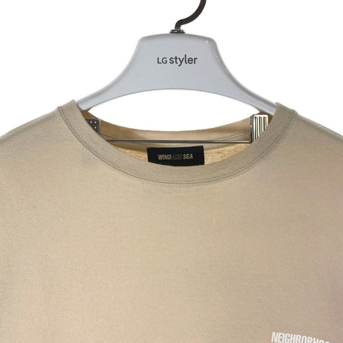 WIND AND SEA ウィンダンシー NEIGHBORHOOD ネイバーフッド 211ELWSN-STM02S 前後プリント Tシャツ ベージュ sizeXL 瑞穂店