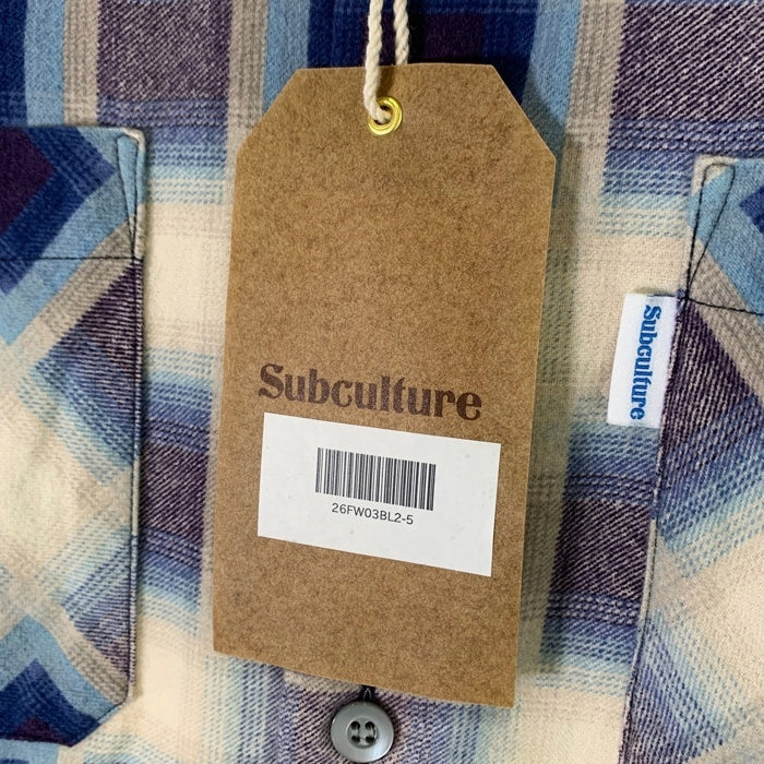 Subculture サブカルチャー COTTON CHECK SHIRT コットン チェック 長袖 シャツ ブルー SCTP-A2605 Size 2 福生店