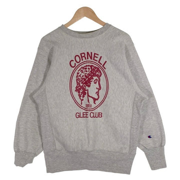 90's Champion チャンピオン CORNELL GLEE CLUB プリント リバースウィーブ クルーネックスウェットトレーナー アッシュグレー USA製 トリコ刺繡 Size M 福生店