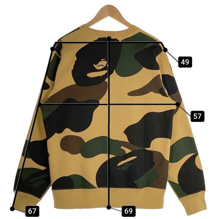 A BATHING APE ア ベイシングエイプ Giant 1St Camo By Bathing Ape Crewneck Sweatshirt スウェットトレーナー イエロー 001SWL301011M Size L 福生店